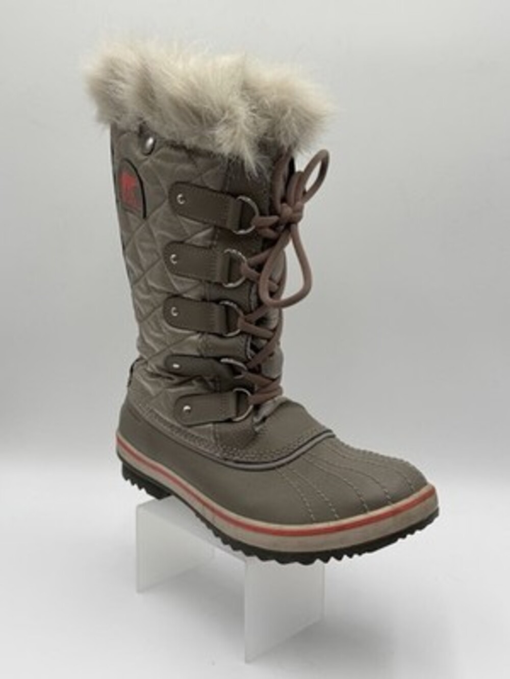 Sorel Winter Boots Women's Size US 9 UK 7 EUR 40 Grey Quilted Faux Fur Lace Up